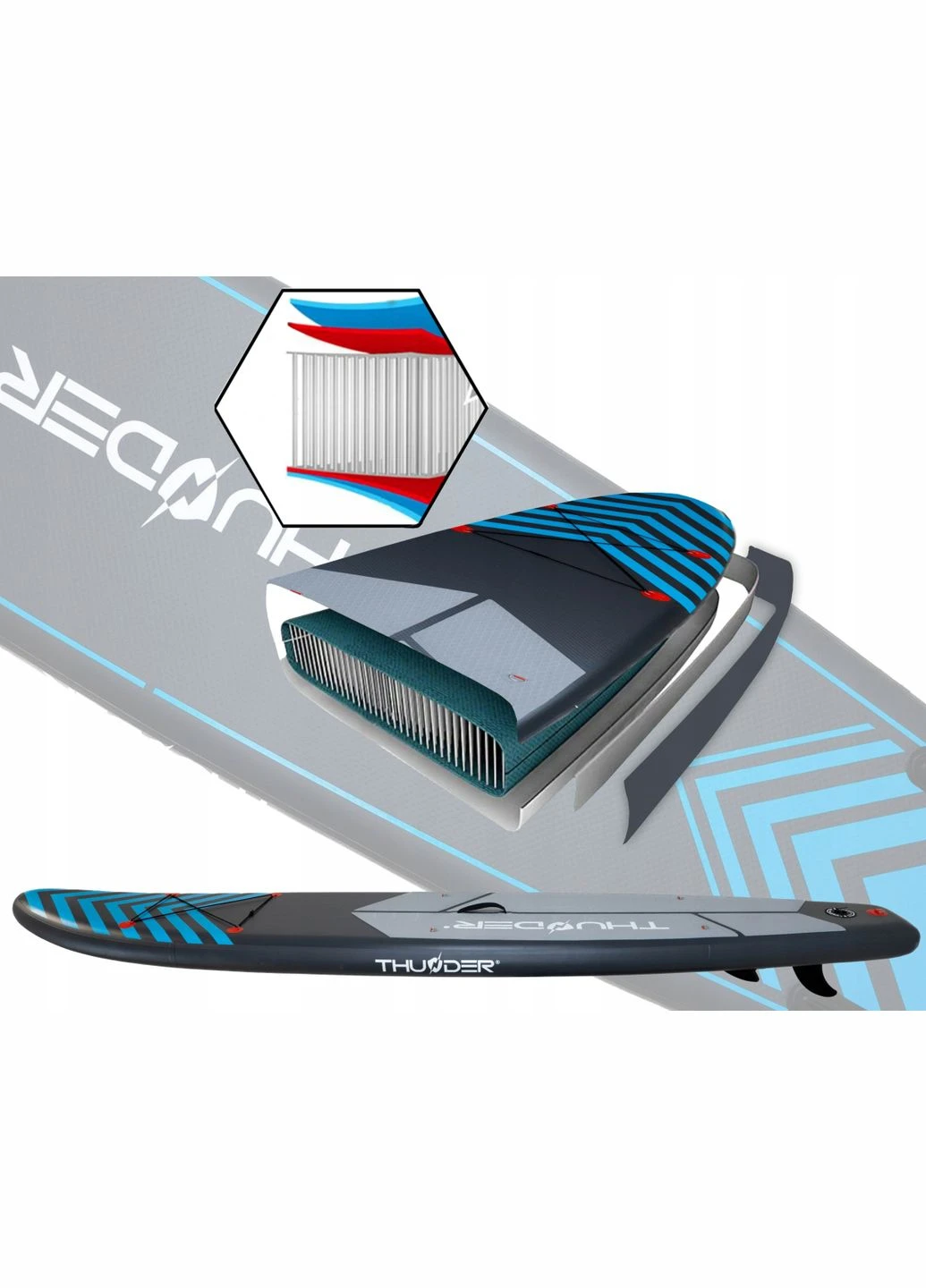 Надувна SUP дошка Steel 365 см з веслом Blue Thunder SUP-STEEL-BLUE (285273171)