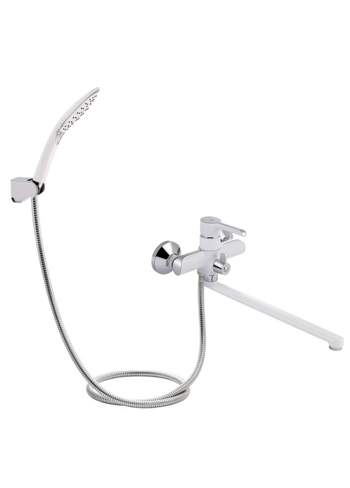 Смеситель для ванны Grand с поворотным изливом (c душевым гарнитуром) QTGRAWCR005 Chrome/White Qtap 005 (346492462)