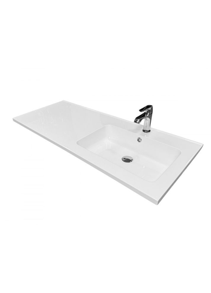 Умивальник з каменю 1198х478мм, з отвором для змішувача/переливу, ліве крило Flat Білий (360101198478) Adamant (373006144)