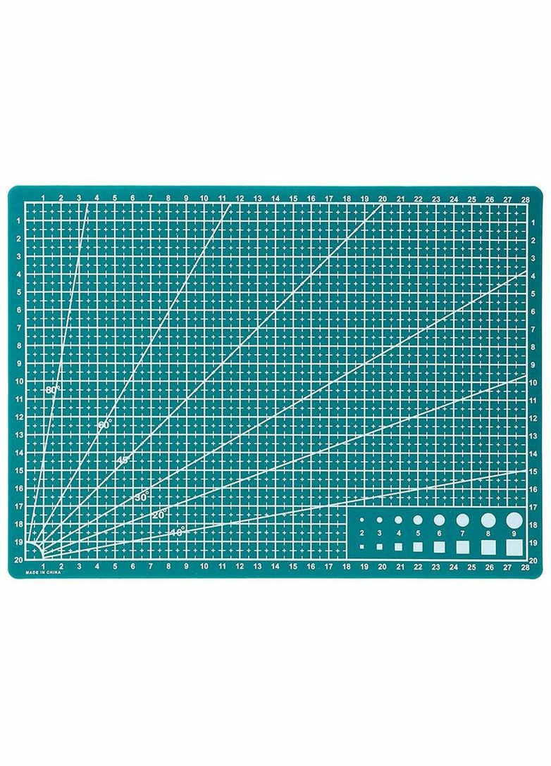 Мат для резки, формат А4, с разметкой, полиуретан, односторонний, толщина 1.5 mm Green No Brand (325432548)