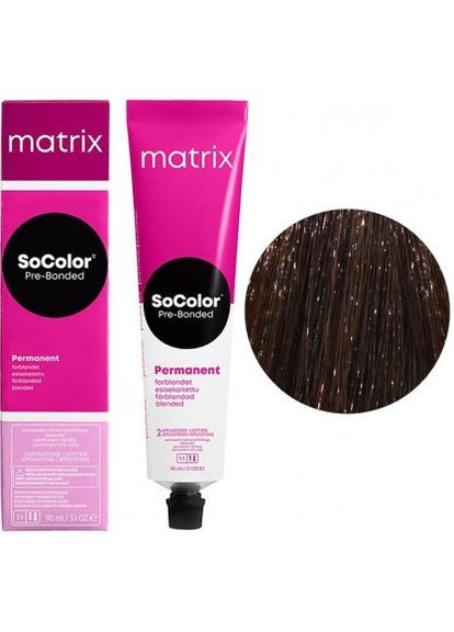 Стойкая кремкраска для волос SoColor Pre-Bonded 4ВС карамельный темный блондин, 90 мл. Matrix (292736069)