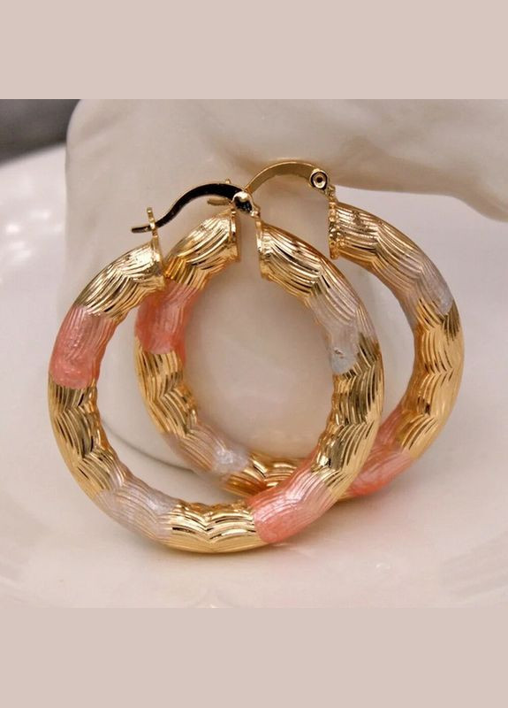 Серьги кольца женские золотистые в форме колец Liresmina Jewelry (285110931)