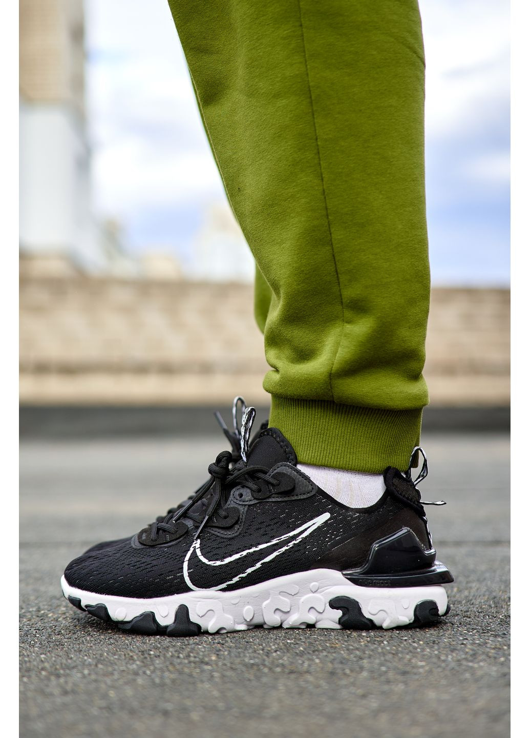 Чорні Осінні кросівки чоловічі nike react vision black white найк реакт вісіон No Brand