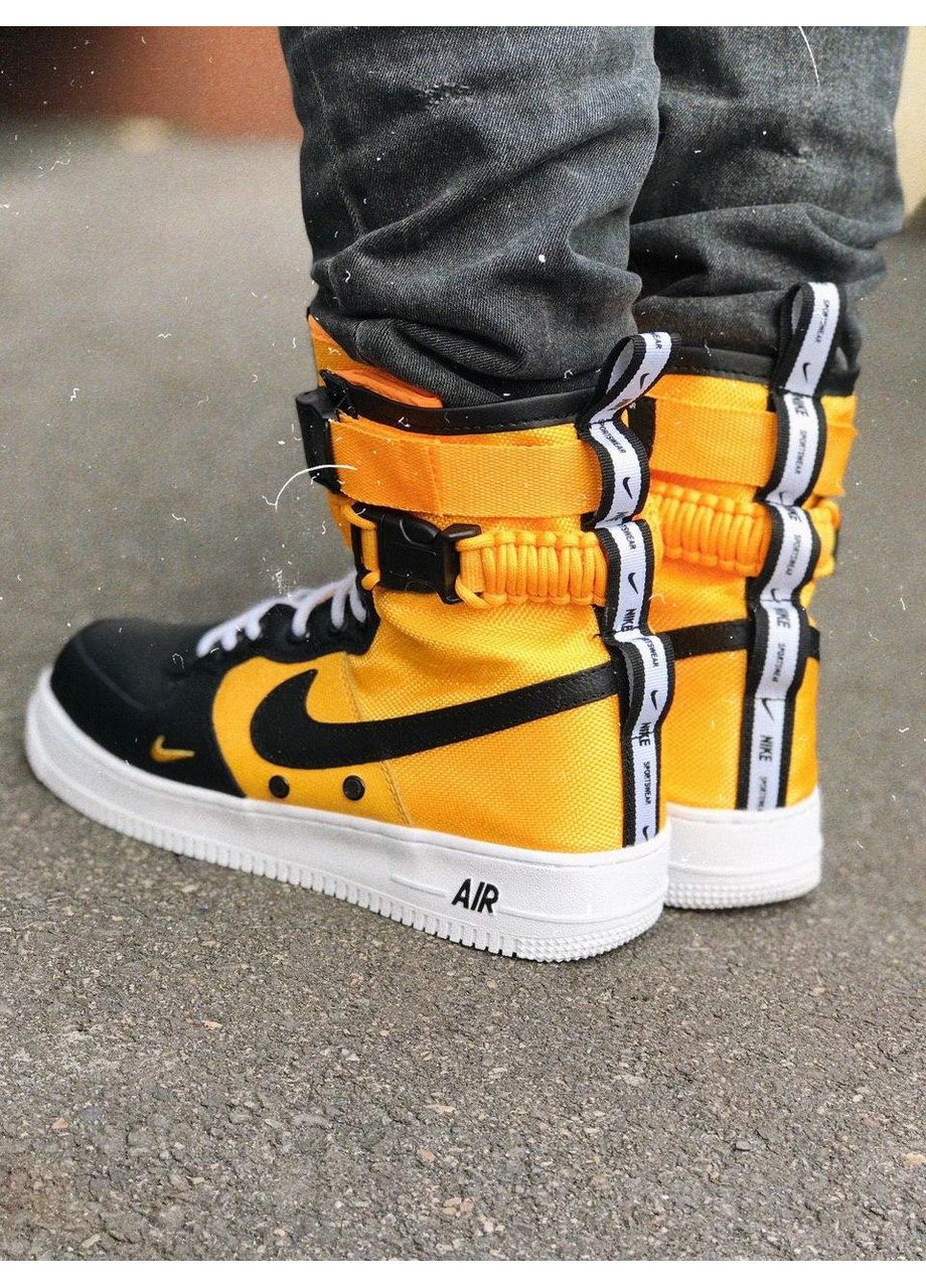 Чорні Осінні кросівки чоловічі nike special fled air force 1 yellow white black найк No Brand