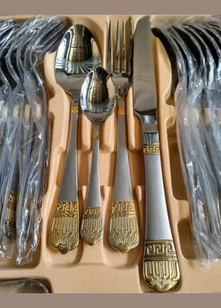 Набір столових приладів HB-72920-GS 72 предмети на 12 осіб у подарунковій упаковці ложки, виделки (вилки), ножі Hoffburg (297332253)