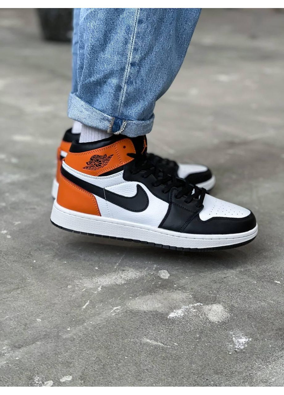 Черные демисезонные кроссовки мужские nike air jordan 1 high orange black найк аир джордан No Brand