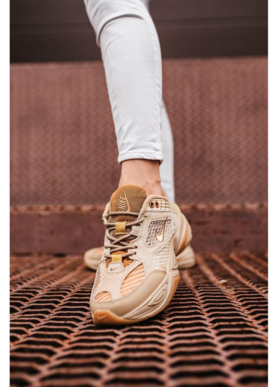 Коричневі Осінні кросівки чоловічі nike m2k tekno linen & wheat & ale brown найк м2к текно No Brand