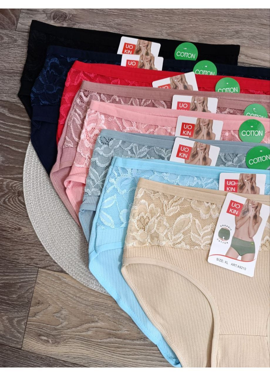 Трусики-сліпи жіночі бавовняні з кружевом, рубчик, UOKIN (365956891)