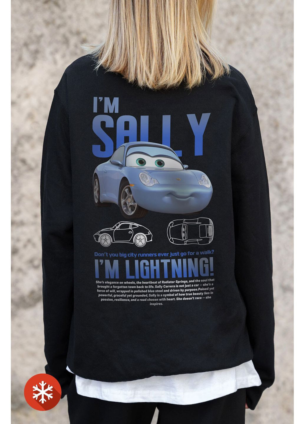 Чорний жіночий утеплений оверсайз світшот на флісі з принтом sally black Without малюнок (372520001)