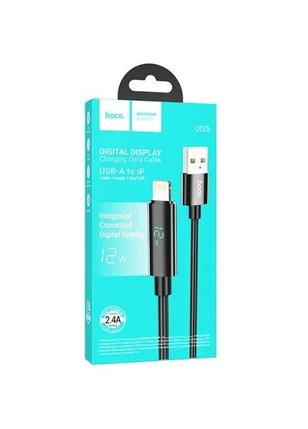 Кабель для передачи данных U125 Benefit с дисплеем, разъем Lightning, 12 Вт, длина 1,2 м ( ) Hoco (379597419)