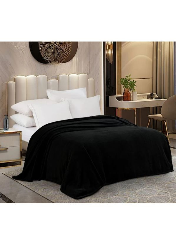 Плед флісовий 82996 200х220 см чорний Love You (365658544)