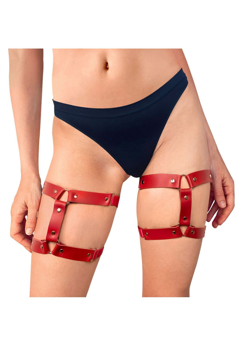 Гартеры на ногу из натуральной кожи - Kristina Leg Garters 2 шт Красные - CherryLove Art of Sex (282708185)