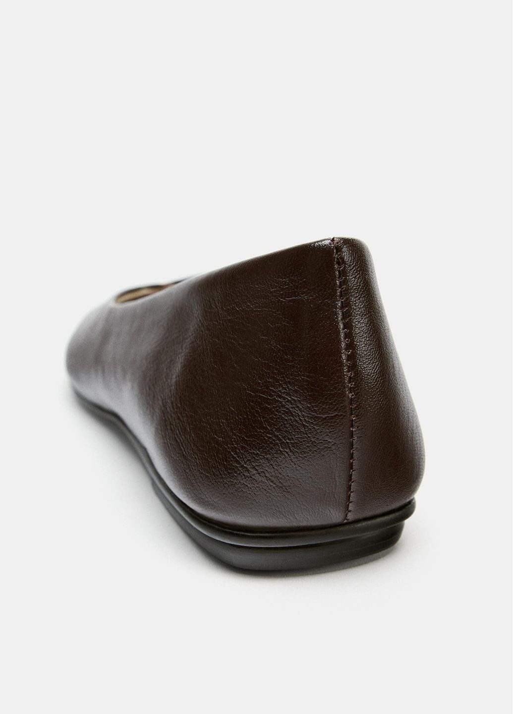 Женские балетки Zara | тёмно-коричневые однотонные натуральная кожа (367086559)