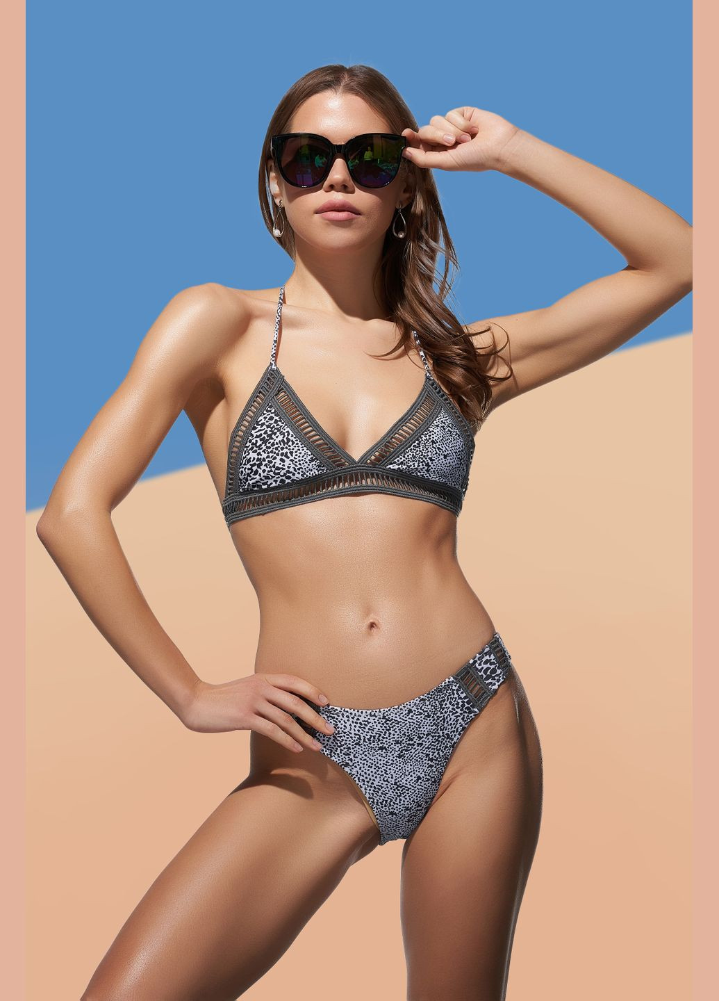 Сірий літній купальник No Brand