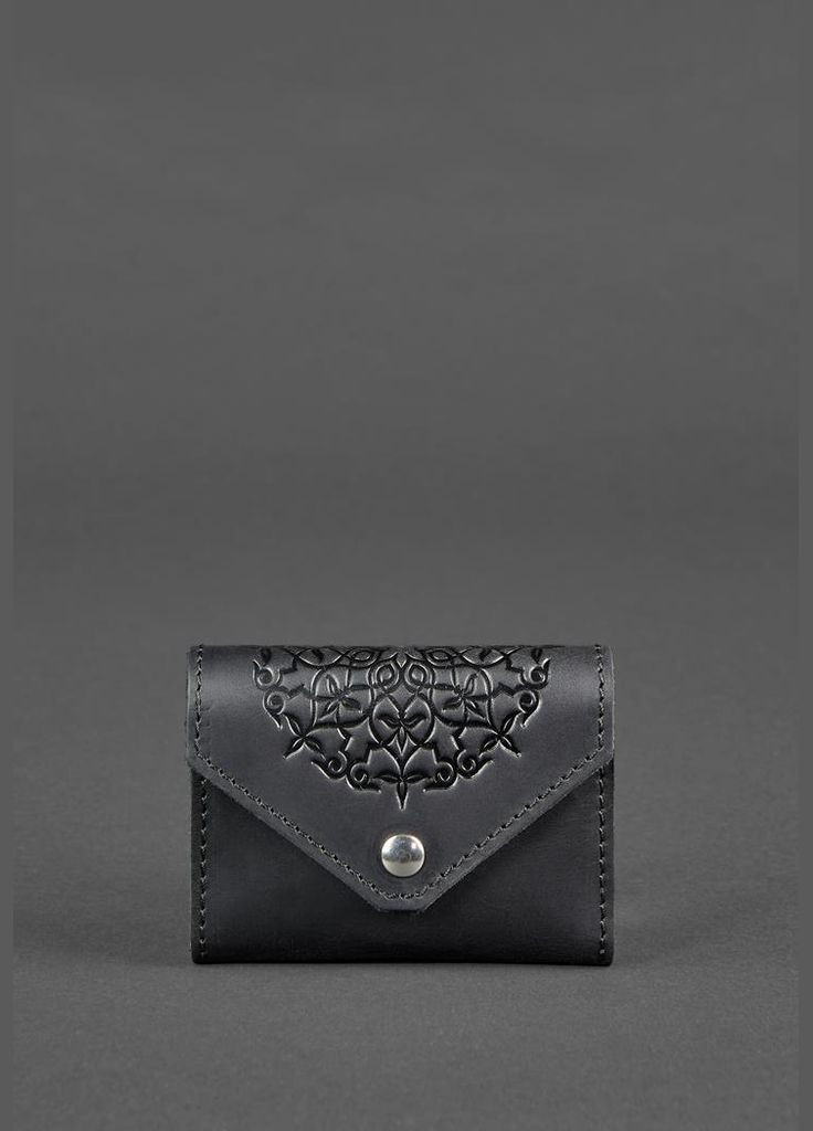Шкіряний жіночої кард-кейс 3.0 чорний з мандалою (A-026131) BlankNote (328444673)