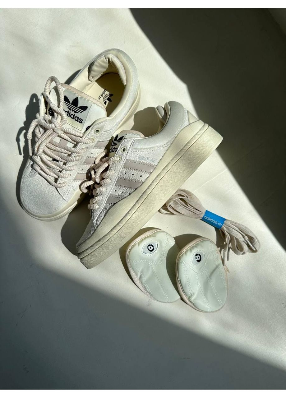 Бежевые демисезонные кроссовки мужские adidas campus x bad bunny beige адидас кампус No Brand