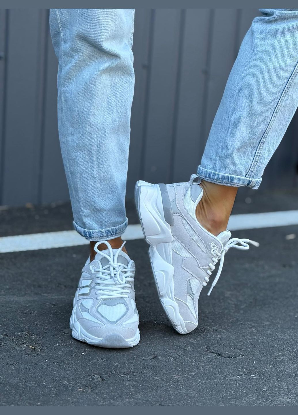 Сірі жіночі кросівки сірі замш/текстиль на кожен день No Brand