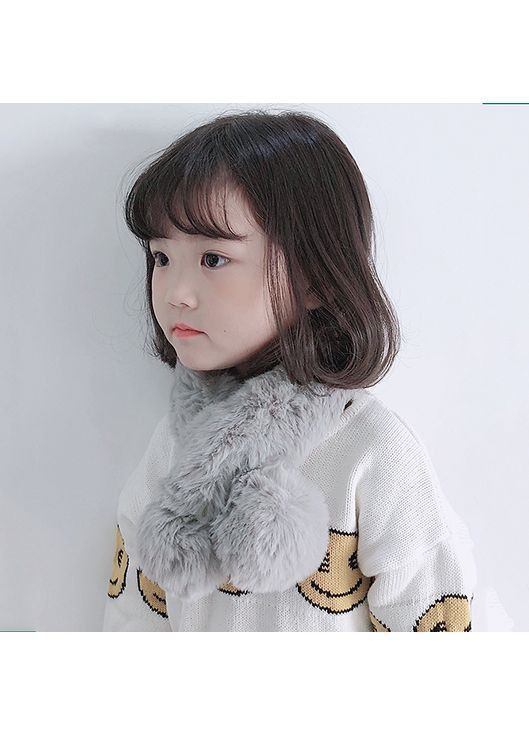 Пухнастий дитячий шарфик М'яке кроляче хутро | Універсальний розмір | світло-сірий No Brand шарф (364543003)