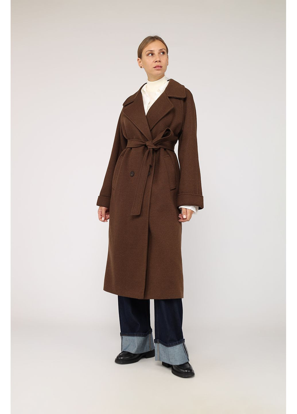 Коричневое демисезонное Пальто женское цвет коричневый ЦБ-00278518 Yuki