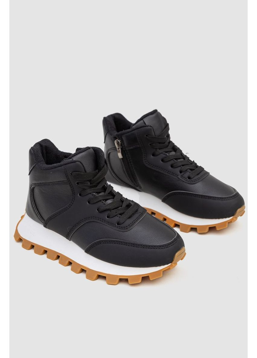 Кроссовки женские с мехом, 243RGM95 Fashion чёрные зима (360857997)