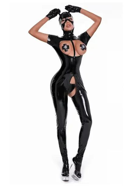 Чорний демісезонний сексуальний костюм жінки кішки з латексу. жіночий костюм для рольових ігр China