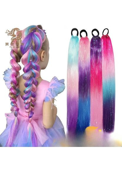 Накладний різнобарвний хвіст 60 см на гумці плетений хвіст шиньйона No Brand (361878482)