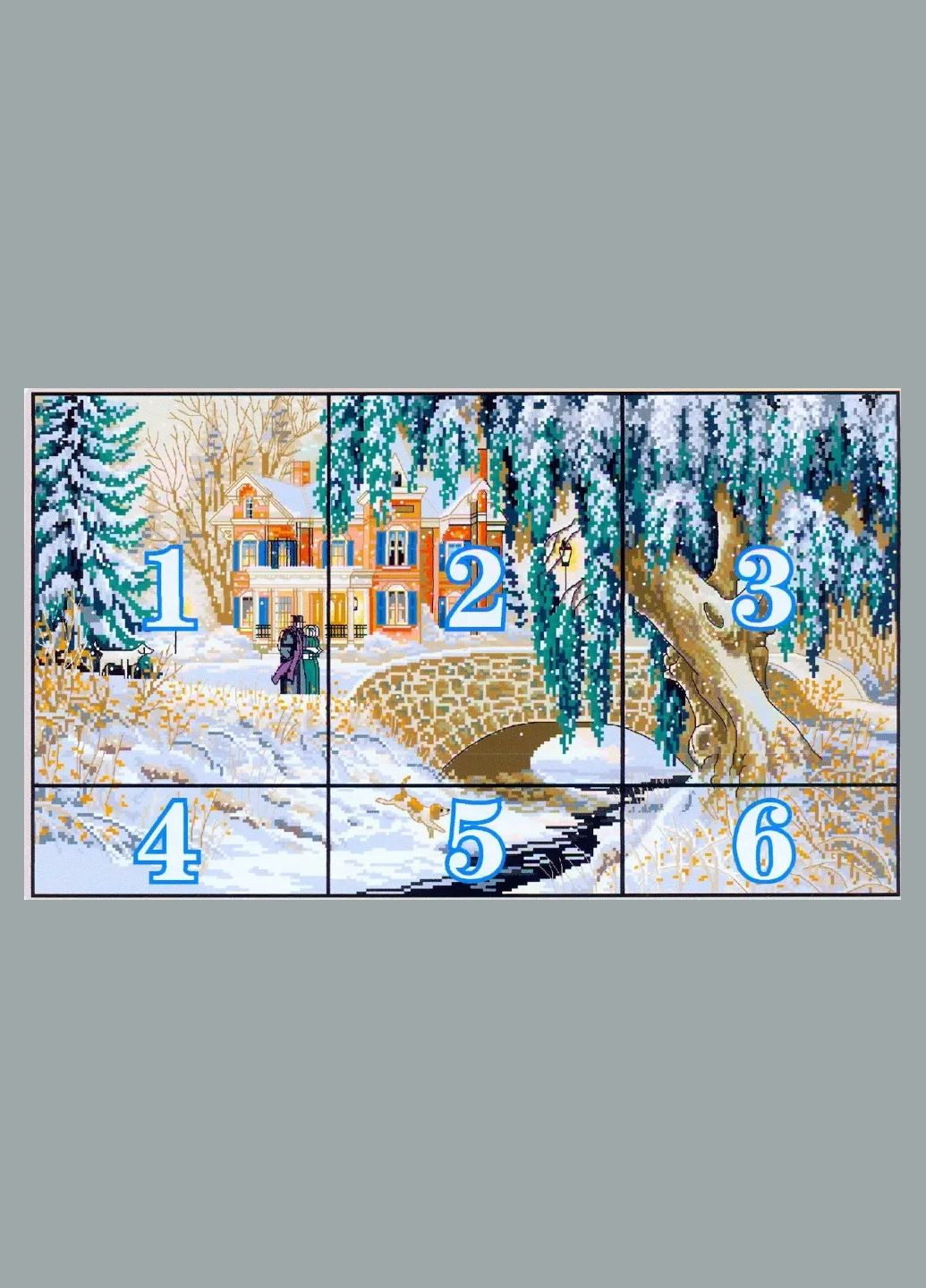 Набор для вышивания по нанесённой на канву схеме "Snowcovered landscape(5)". AIDA 14CT printed, 58*36 см Joy Sunday (313613455)