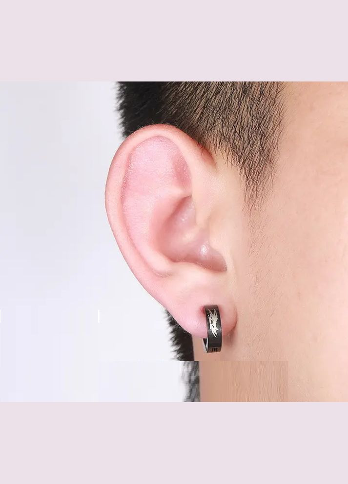 Мужские серьги-клипсы с узором из стали на одно ухо готические серьги без прокола No Brand (338228669)