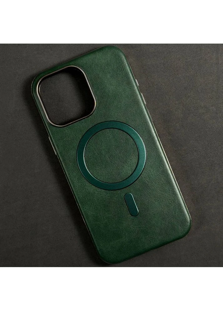 Захисний чохол (накладка) Leather Case with Metal Frame для Apple iPhone 16 Pro Max (Green) MAGNETIC (372005663)