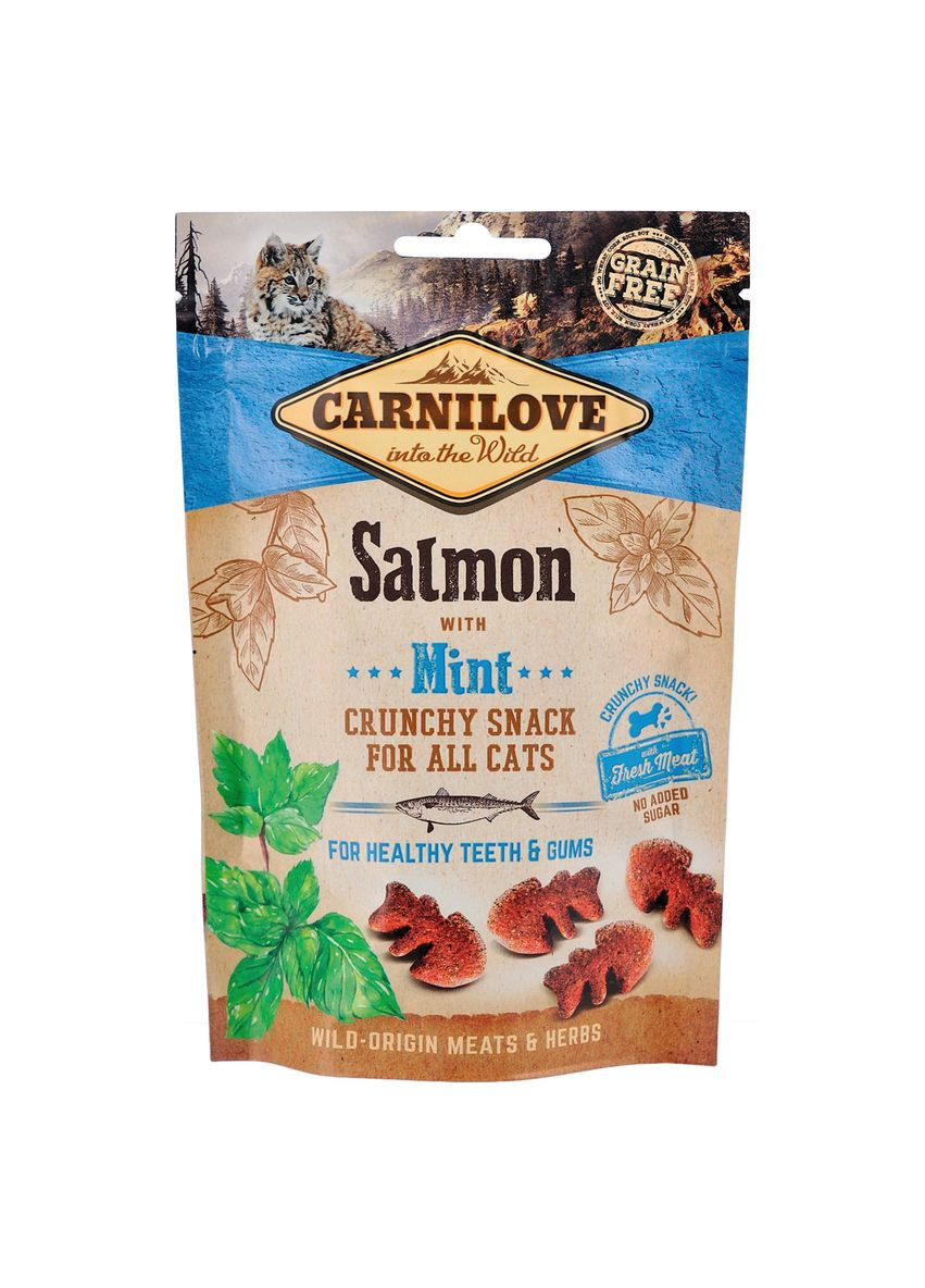 Лакомство для кошек Crunchy Snack с лососем, мятой и свежим мясом 0.05 кг (8595602527175) Carnilove (279571914)