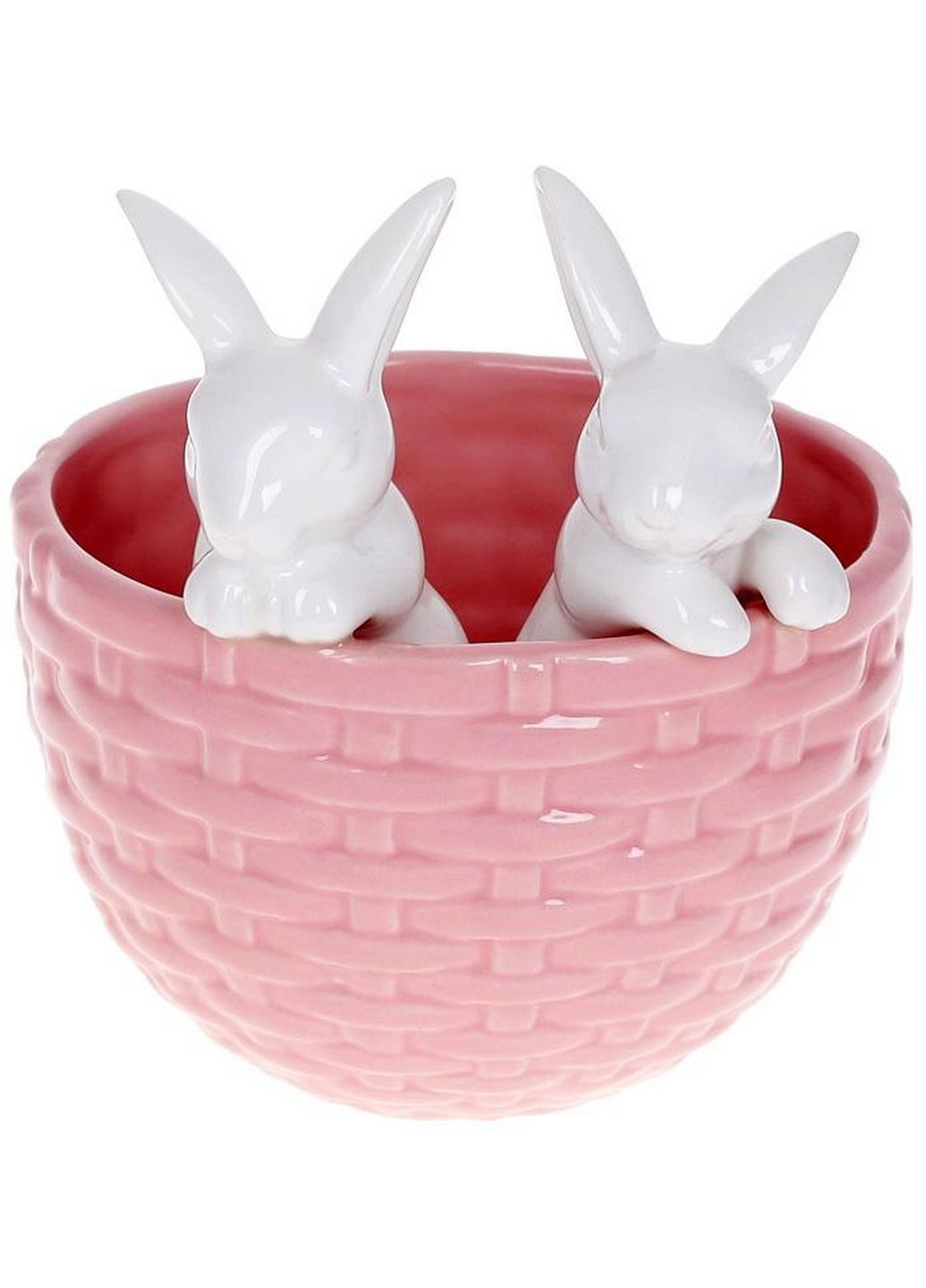 Декоративне кашпо "Кролики в кошику", кераміка 14х13,5х15 см Bona (289364177)