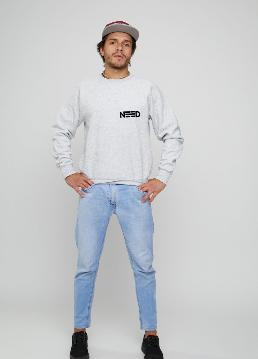 Сірий світшот чоловічий сірий "need" YAPPI малюнок (303773135)