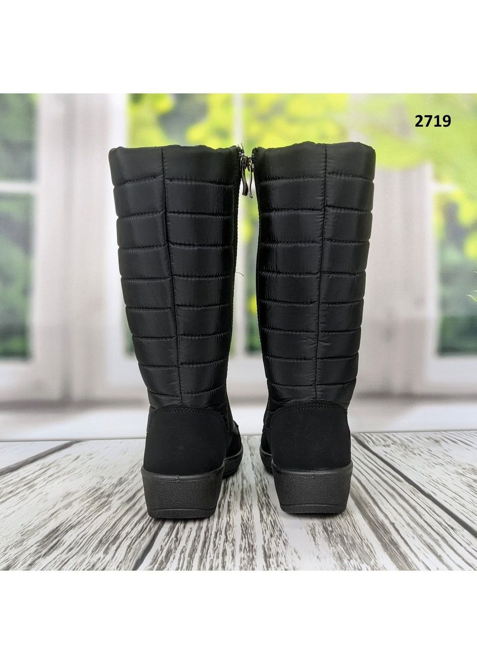 Черные сапоги дутики женские Progress на молнии