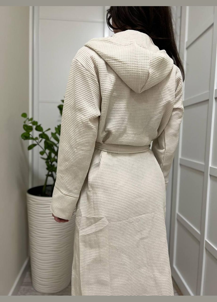 Вафельний банний халат жіночий гіпоалергенний XL-XXL молочний (П4К-Е-Avafel001-22) No Brand (323161167)