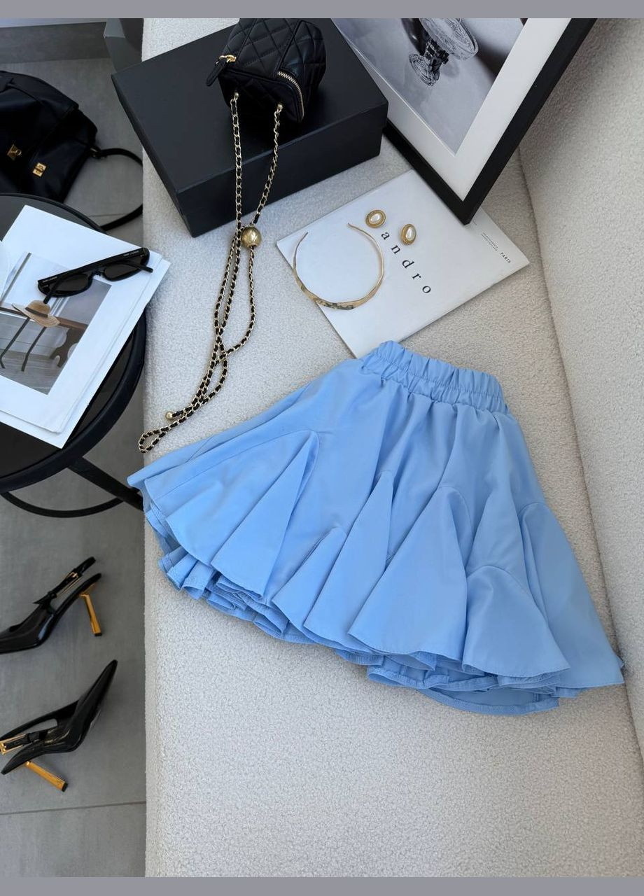 Голубая кэжуал однотонная юбка-шорты тренд весна-лето Adelante