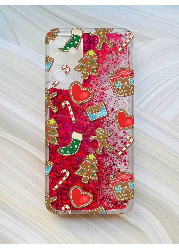 Чохол з плаваючими блискітками для Samsung Galaxy A24 (A245) Рожевий Різдвяний фон (принт 181) CASE CONTROL (362969671)