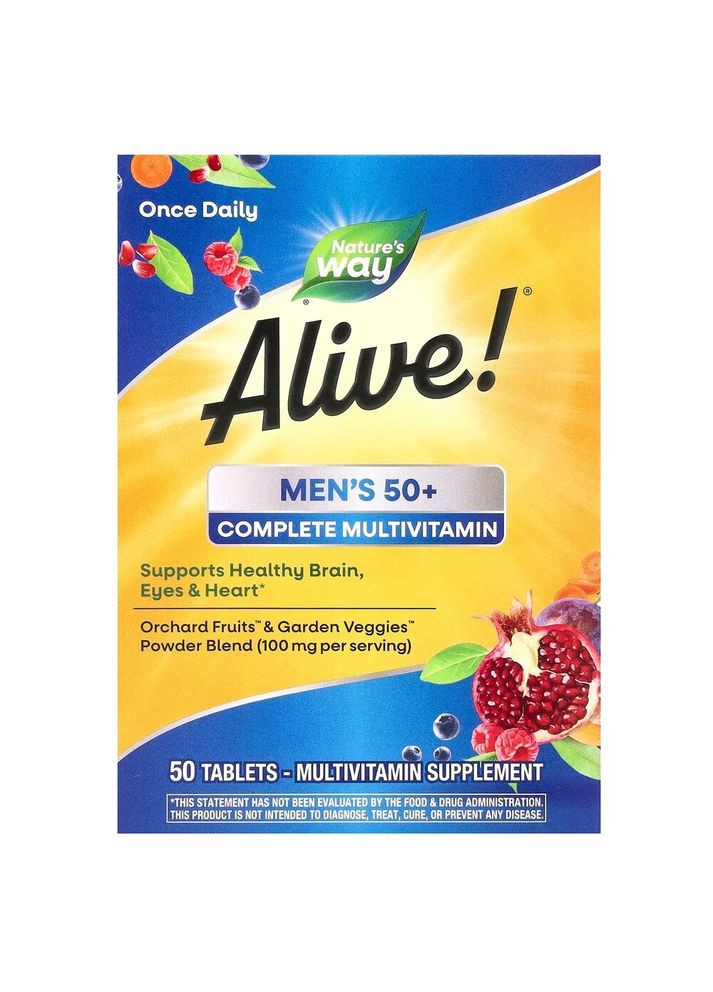 Витамины и минералы Alive! Men's 50+, 50 таблеток Nature's Way (322292198)