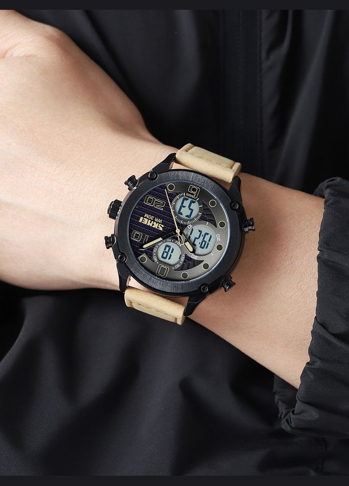 1975LLTBNWT Light Brown-White Leather. кварцевый сasual, классический Skmei (324088661)