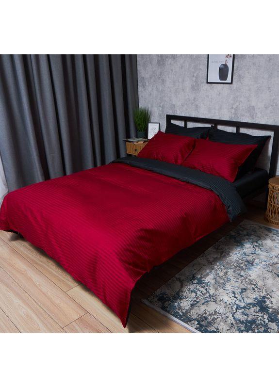 Комплект постільної білизни Satin Stripe «» Полуторні 143х210 наволочки 2х40х60 (MS-820008555) Moon&Star Dark Romance (356114994)