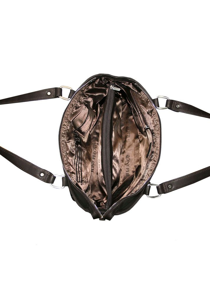 Жіноча шкіряна сумка-тоут коричневого кольору Contatto 9060 moro Tony Perotti (303829832)