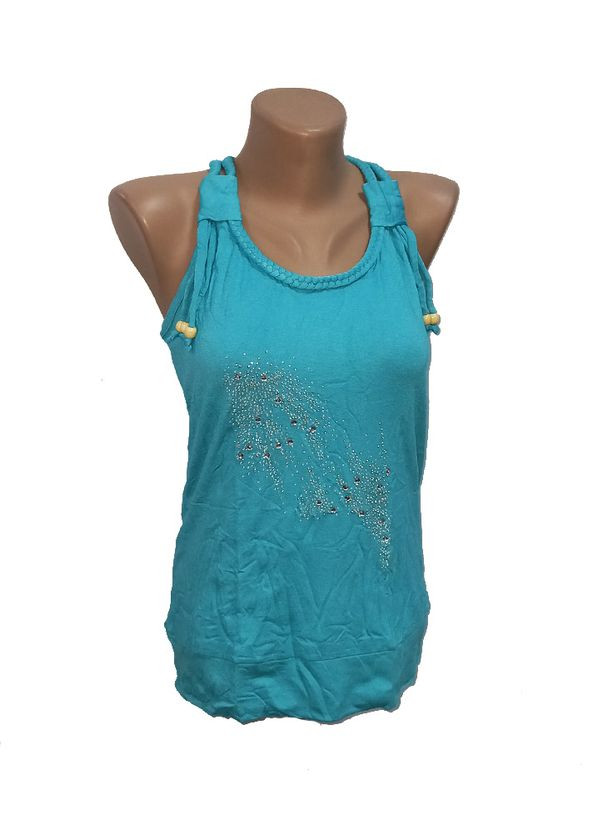 Женская майка со стразами, стрейч кулир. No Brand - (315433725)