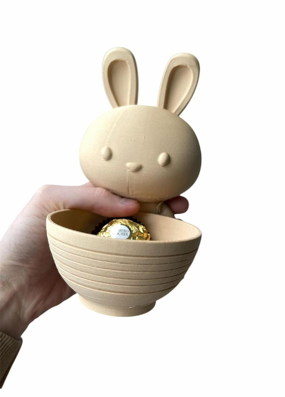 Декоративный зайчик с мисочкой – пасхальная подставка для конфет No Brand (366890064)