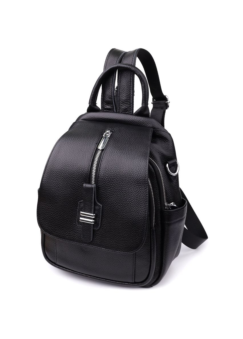 Компактний жіночий рюкзак з натуральної шкіри з безліччю кишень Vintage чорний No Brand (352167650)