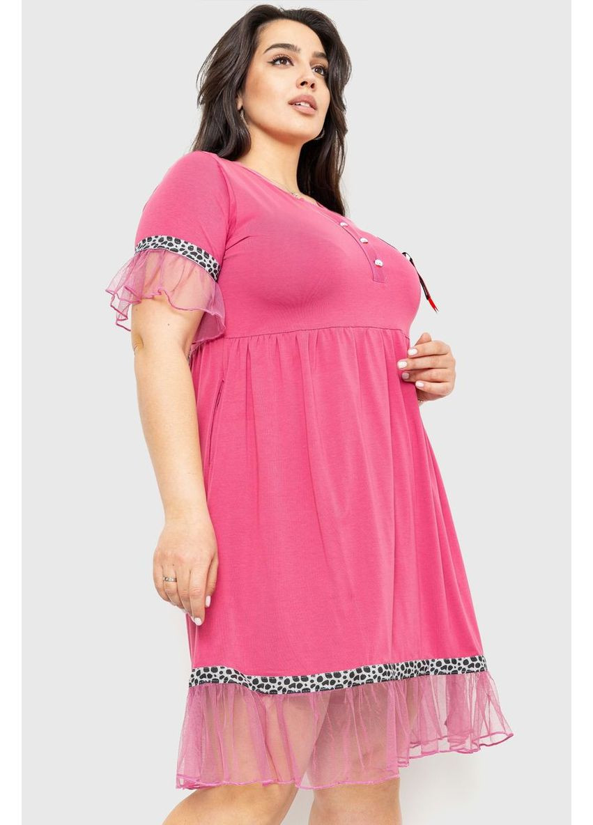 Комбінована сукня вільного крою, колір темно-пудровий, 231r6444 Ager