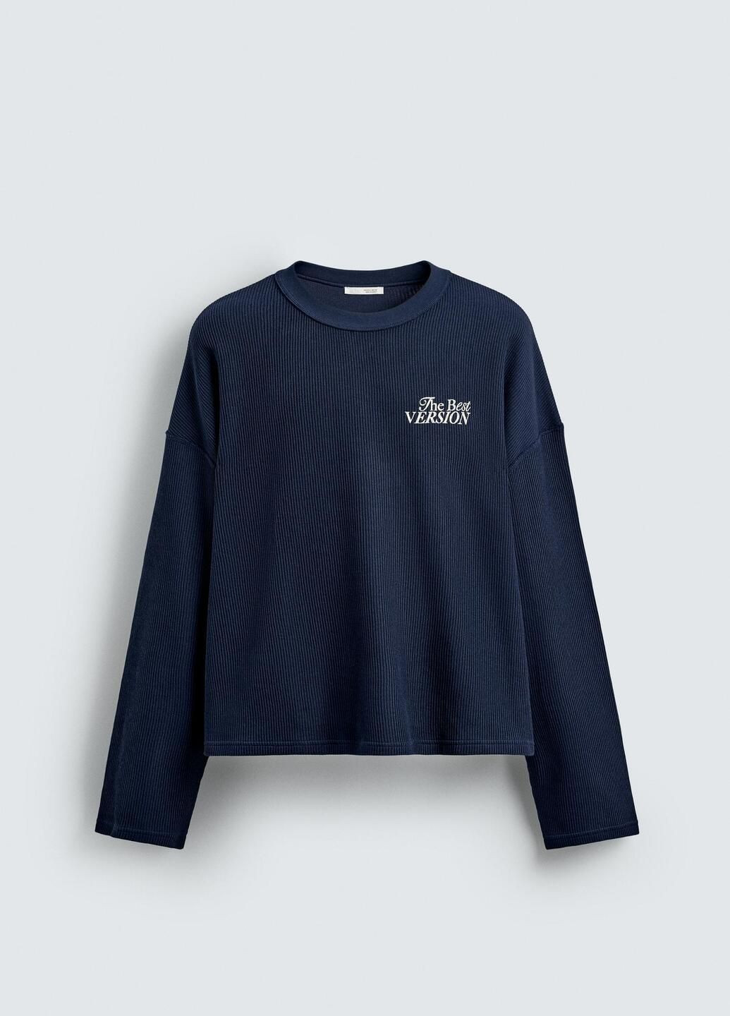 Синий свитшот Zara надпись (362699097)