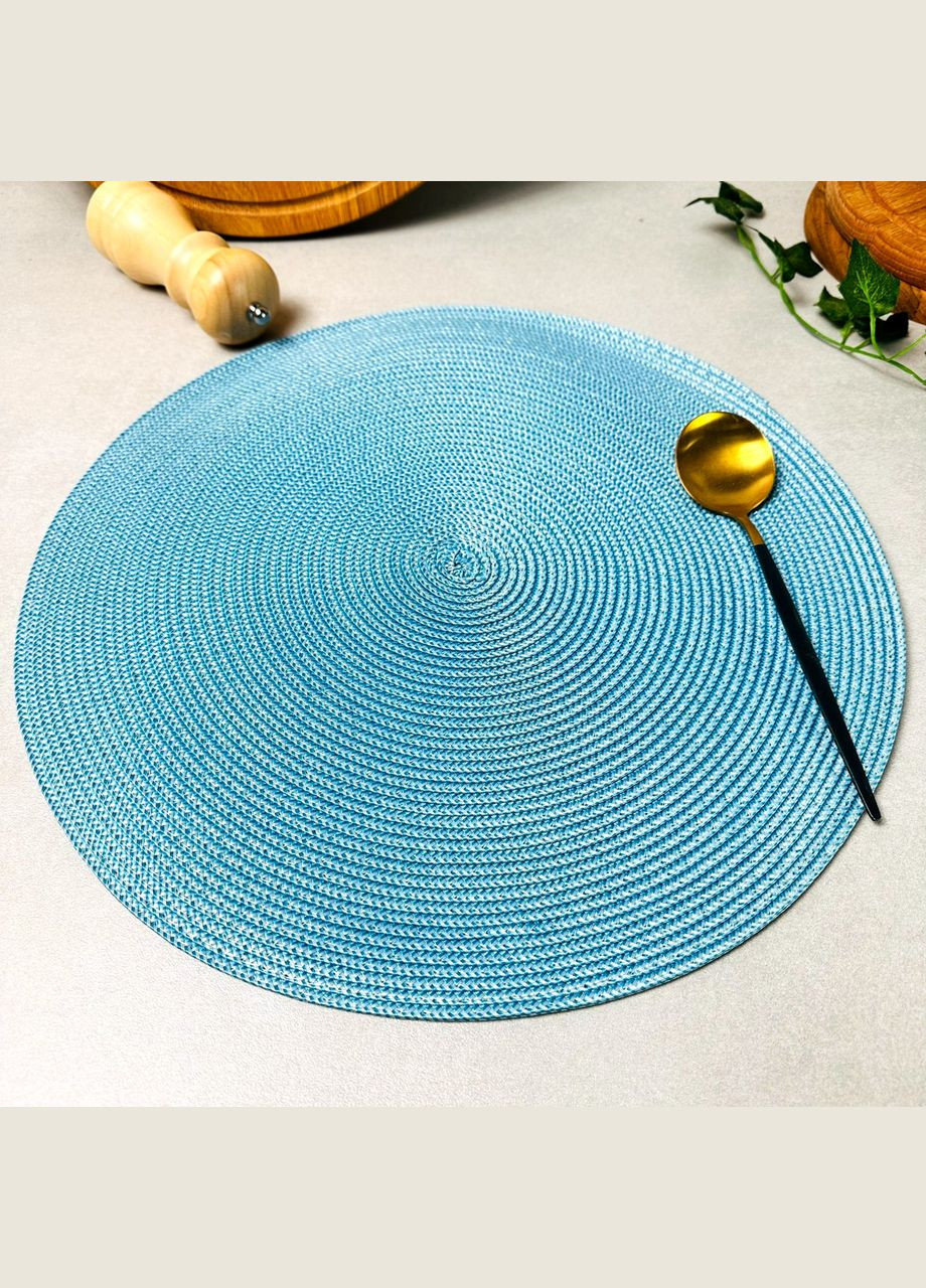 Кругла сервірувальна серветка з ПВХ 38 см Блакитна (К-39) Hell (303211248)