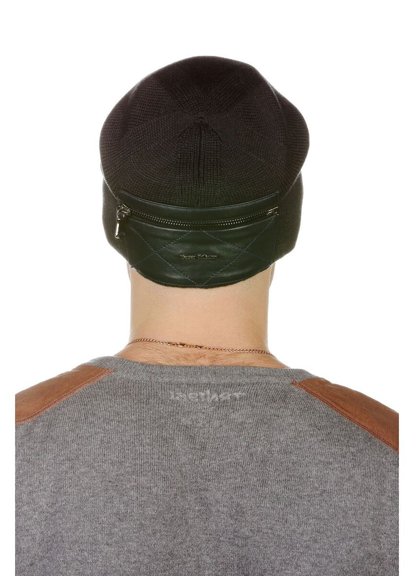 Шапка мужская трикотажная серая с кожей (SC42342) No Brand (297982894)