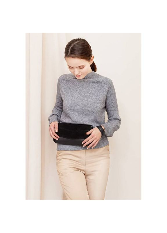 Поясная сумка женская кожаная через плечо с ремешком Элис Велюр Черный BlankNote (302008932)