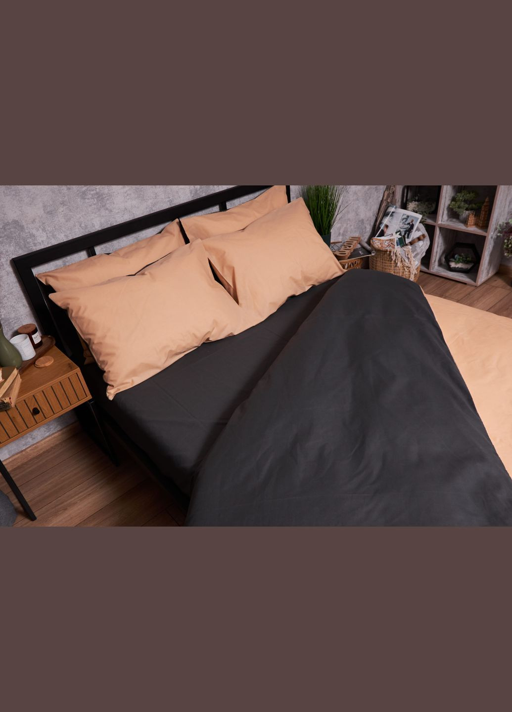 Комплект постельного белья Бязь Gold Люкс семейный 143х210х2 наволочки 4х50х70 (MS-820003318) Moon&Star Gray Cream (288044312)