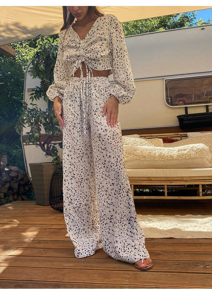 Женский летний костюм PUMPKIN с завязками (топ+брюки) (mil453) milirud (369165506)